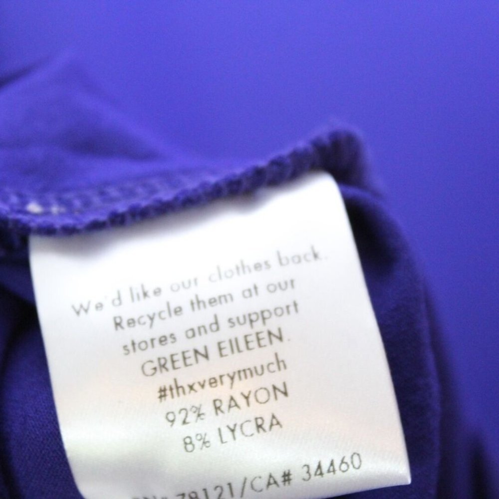 Eileen Fisher Scoop Neck Stretch Asymmetric Dress Purple PM Petite Med H13284 - Picture 10 of 11